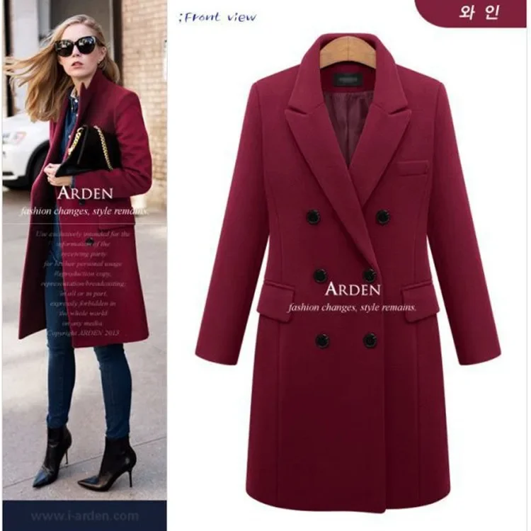 British Style Women's Woolen Jacket Medium Length Autumn/winter Street Photography Overcoat Amazon Double Row Buckle