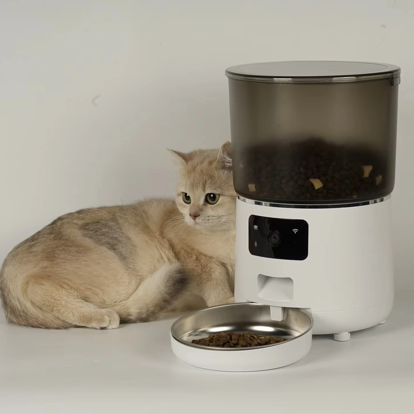 4L New Version Stainless Steel Smart Pet Food Feeder WiFi Cat Feeder With APP Control Remote Automatic Cat Feeders With Camera