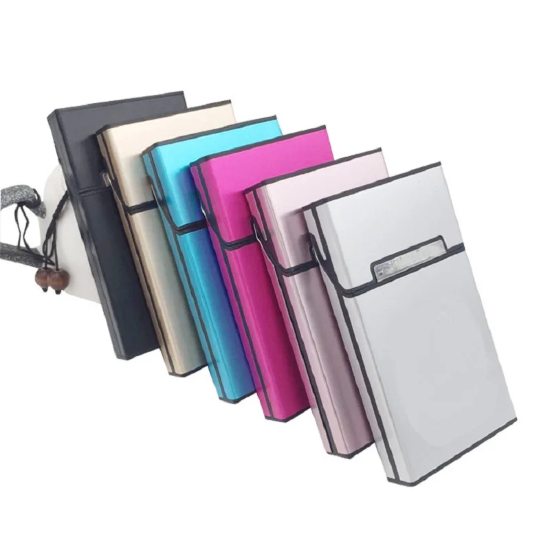 Smoking Accessories Lady Aluminum Slim Cigarette Box Cigar Case Aluminium Alloy Pocket Box Storage Container Gift Box 6 Colors