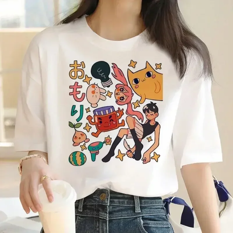 Omori Anime Cotton T Shirt  Harajuku Women Crew White Basic Aesthetic Cloth Accessories Short Sleeve O Neck Female Casual Tees