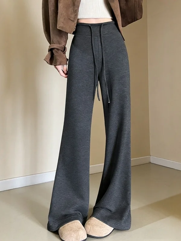 

Облегающие брюки для йоги с высокой талией, женские весенние 2026, новинка, повседневные брюки-клеш из шелковой шерсти, теплая функция