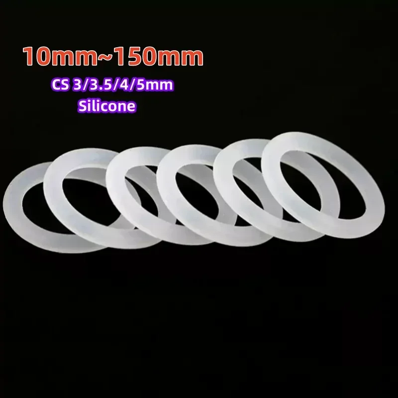 White Silicone O-ring OD10mm-150mmcs(thickness)3mm/3.5mm/4mm/5mm Insulating Waterproof and Oil Resistant Sealing Ring