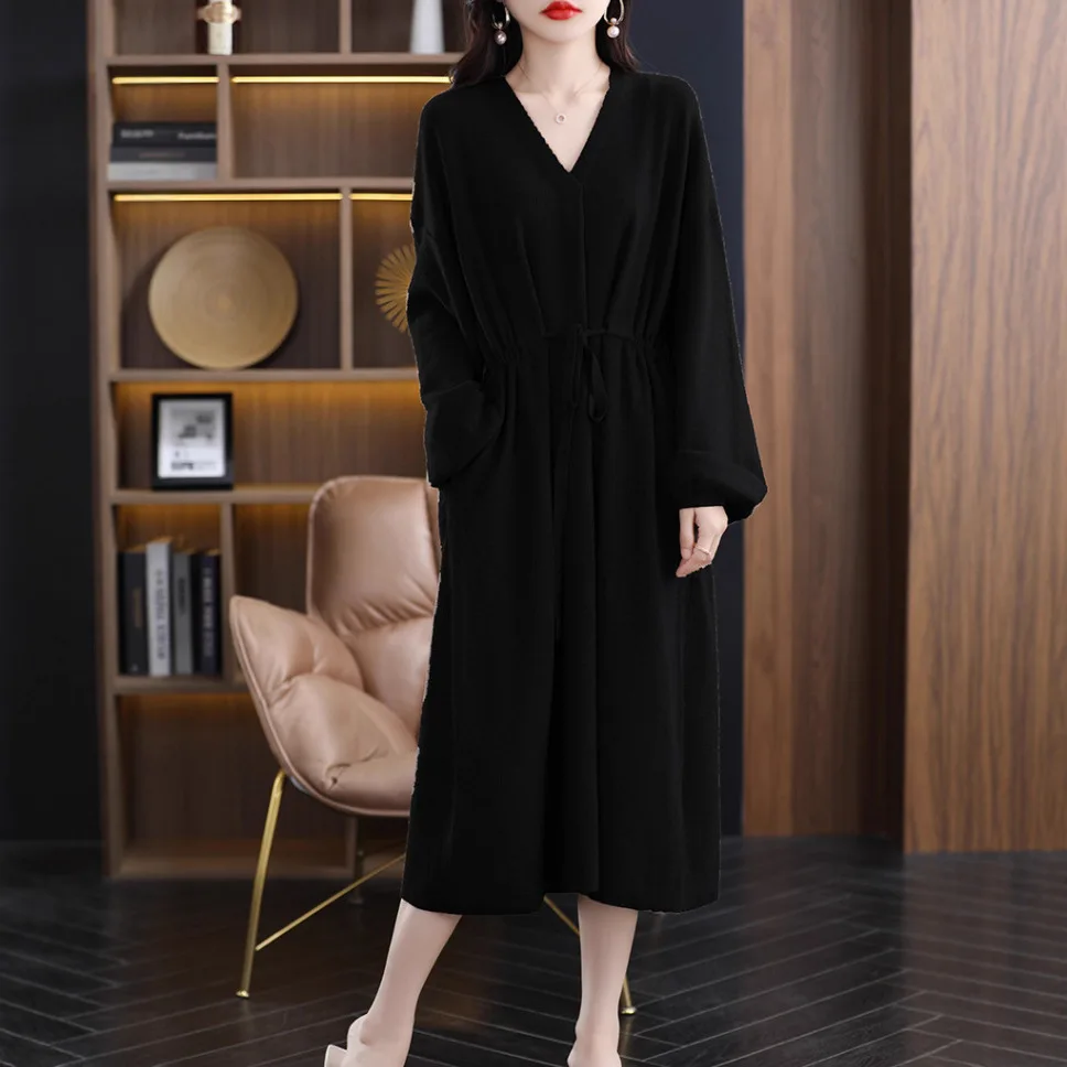 

Пуловеры длиной до колена, синие свитера Y2K, джемперы, женские открытые вязки, свободные утолщенные повседневные женские мягкие красочные для отдыха