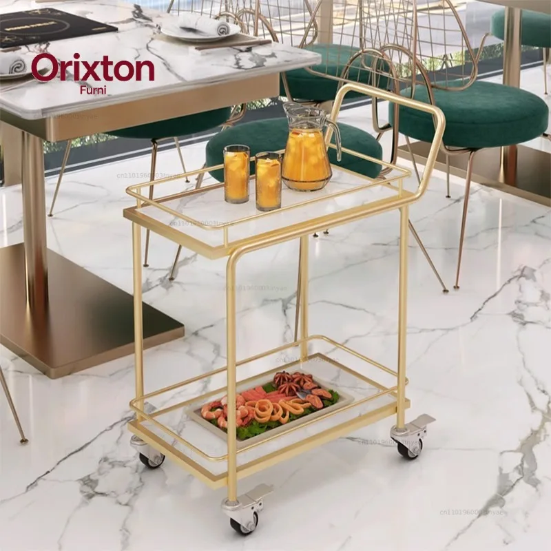 Commercial Heavy Stainless Steel Hotel Service Cart Housekeeping Service Utility Cart Quiet Lockable Casters Cart Trolley