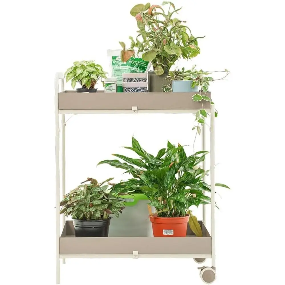 

Potting Cart, Gardening Workstation with Wheels and Removable, Reversible Trays or Outdoor