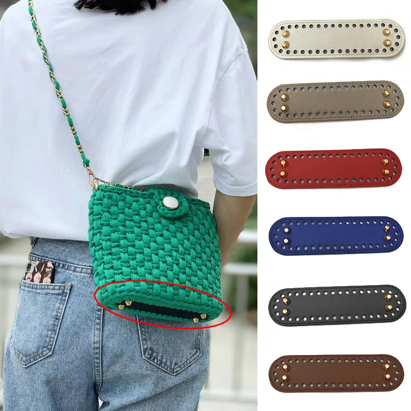 

18*5cm Handmade Bottom for Knitted Bag Accessories PU Leather Wear-Resistant Bottom With holes Long Oval DIY Crochet Bag Bottom