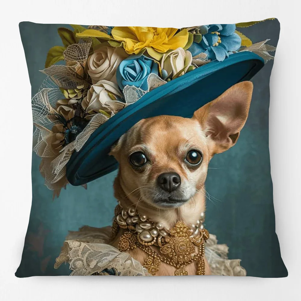 European Victorian Labrador Dachshund Dog Lord Greyhound Pet Animals Portrait Cushion Cover Cat Pillowcase
