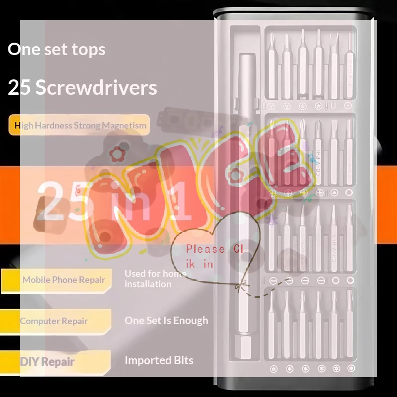 【BA】25-in-1 Mini Screwdriver Set, Flathead And Crosshead Small Screwdrivers, Suitable For Electronics,Precision Repair Tools