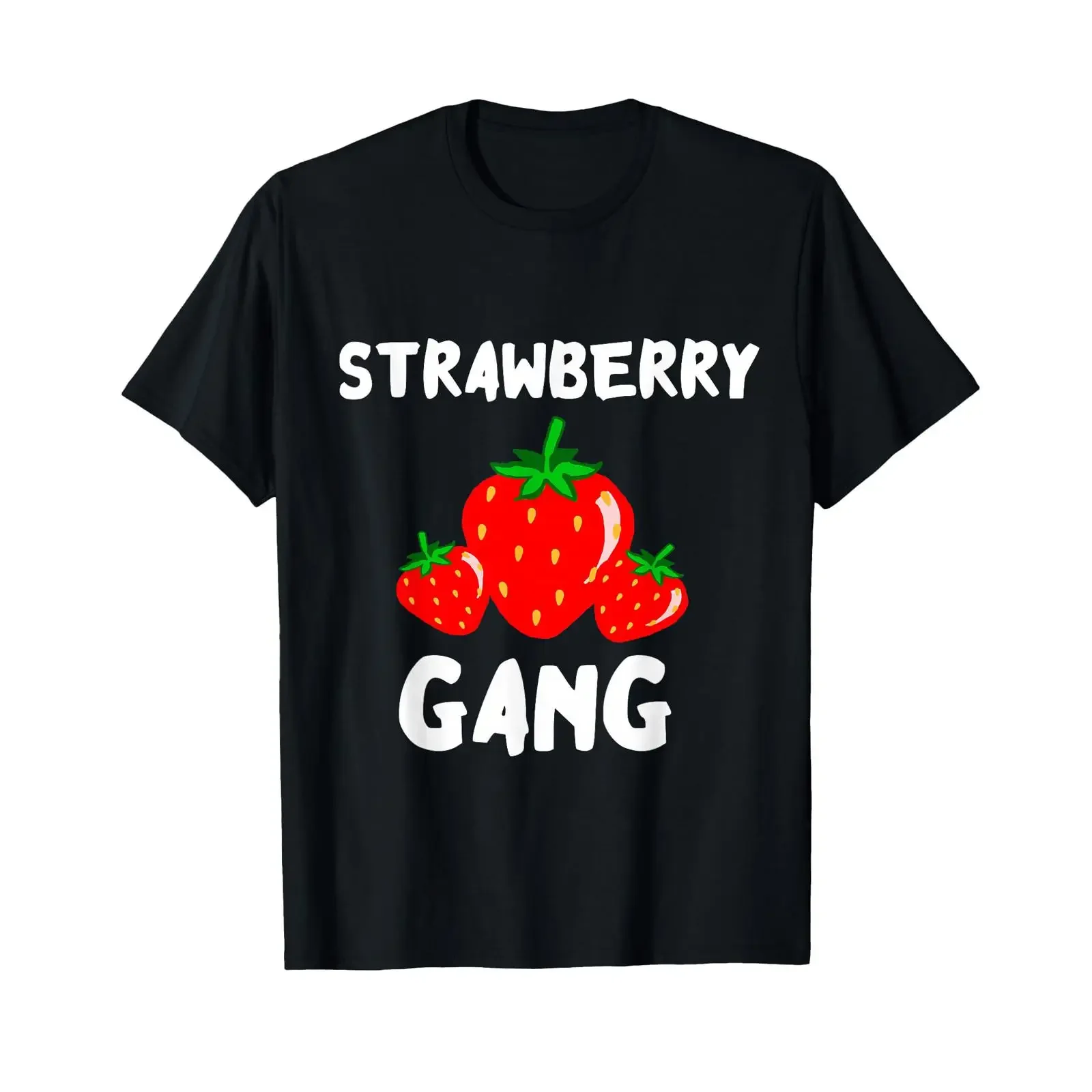Strawberry Gang Sweet Summer Fruits Picker Team T Shirt black vintage Washed streetwear Casual Versatile fashion