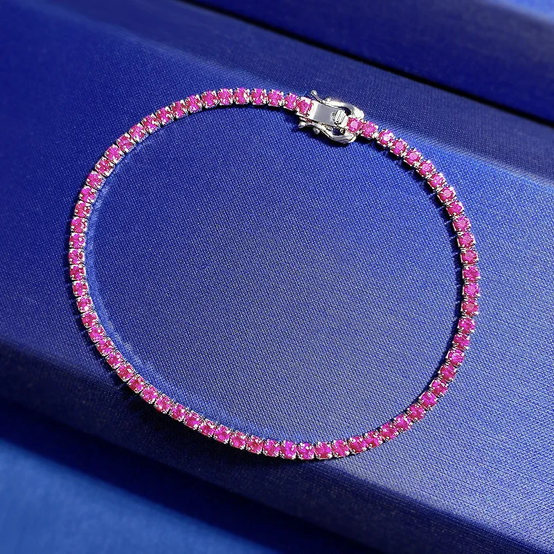 Hiphop S925 Sterling Silver Bracelet Women Tennis Chain Single Row Diamond Set Zircon Full Diamond Bracelet