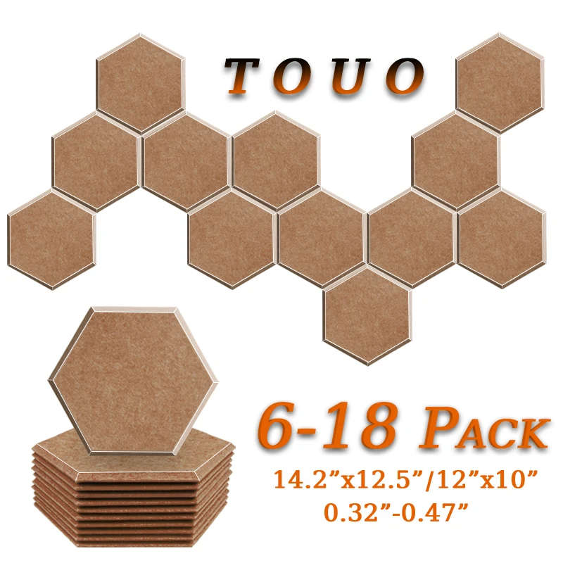 

TOUO 6/12/18 Pcs Acoustic Panel High Density Sound Insulation Material Sound Absorbing Treatment Offices Acoustic Treatment