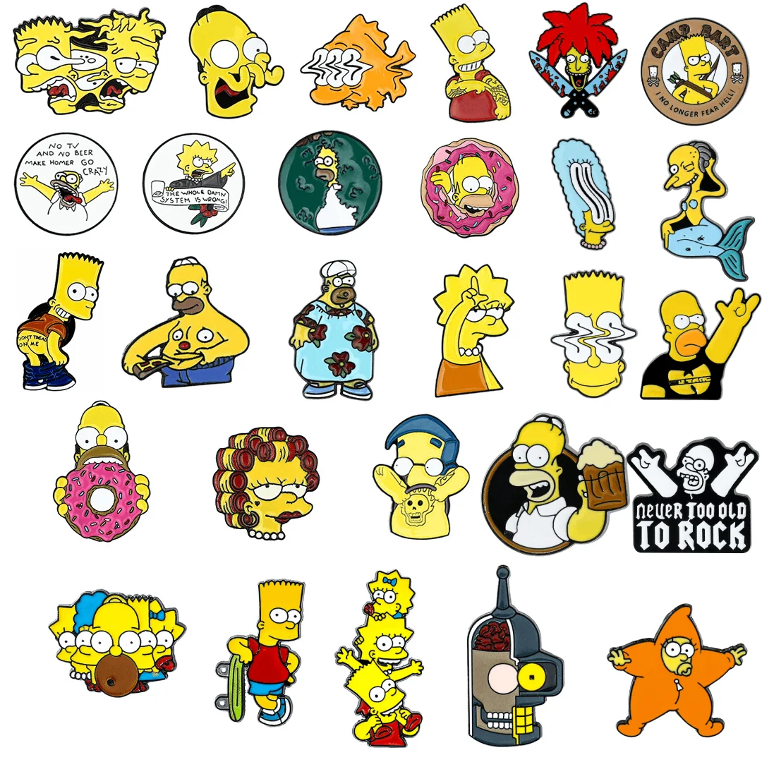 30 Estilos Clásicos de TV Los Simpson: Broches de Esmalte, Insignias de Solapa para Hombres y Mujeres, Joyería de Moda para Mochilas y Cuellos, Regalos para Niños y Amigos