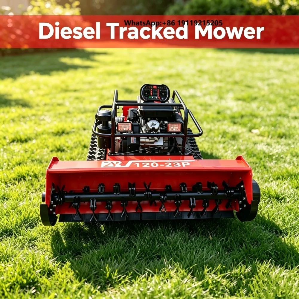 Wireless Remote Control Industrial-grade Lawn Mower with 23HP 997CC Engine, Tracked Type Lawn Mower Suitable for Steep Slopes.