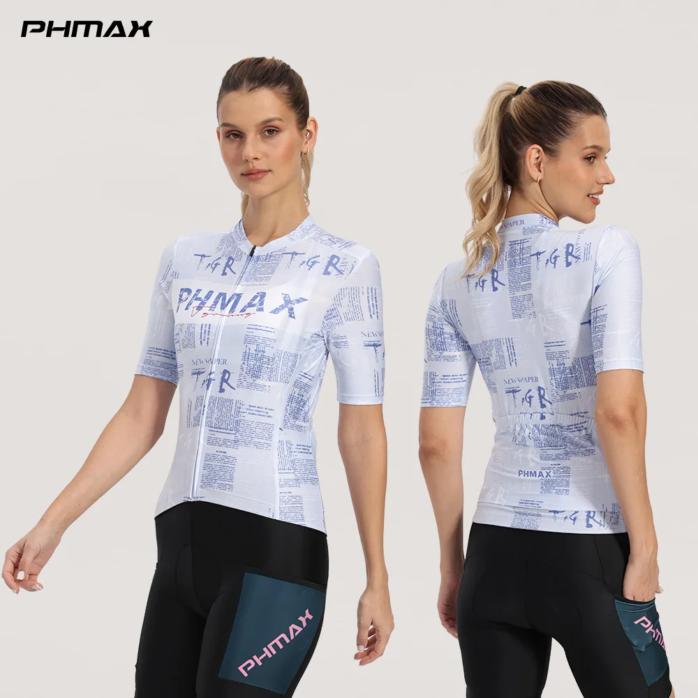 PHMAX Women's Cycling Jersey Summer Short Sleeve Breathable Quick Dry Anti-UV SPF 50+ Road MTB Pro Bicycle Top Cycling Clothing