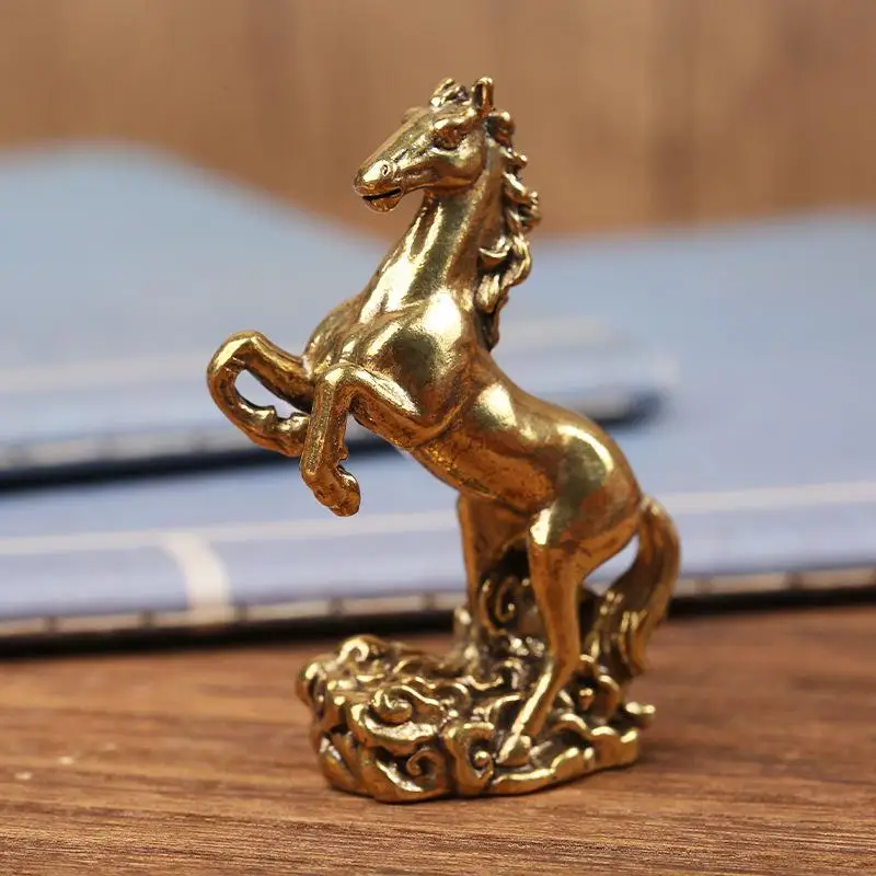 Brass Horse Desktop Ornament, Living Room Coffee Table Sculpture, Metal Craft, Home Decoration, Chinese Zodiac Horse Statue
