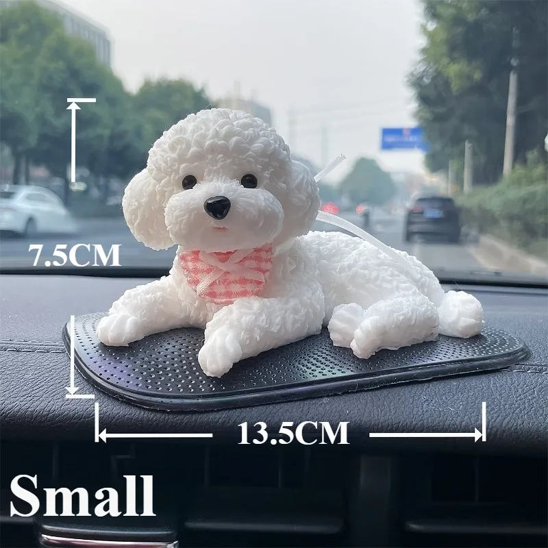 Car Decorative Silicone Teddy Dog  Simulation Pet Accessories Gadget Holder Center Console Automobile Decoration New