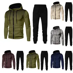 Men's Spring Autumn Trend Casual Suit Streetwear Gym Fitness Pullover Hooded Sets Sports Hoodies Male Tracksuit Cotton Clothes