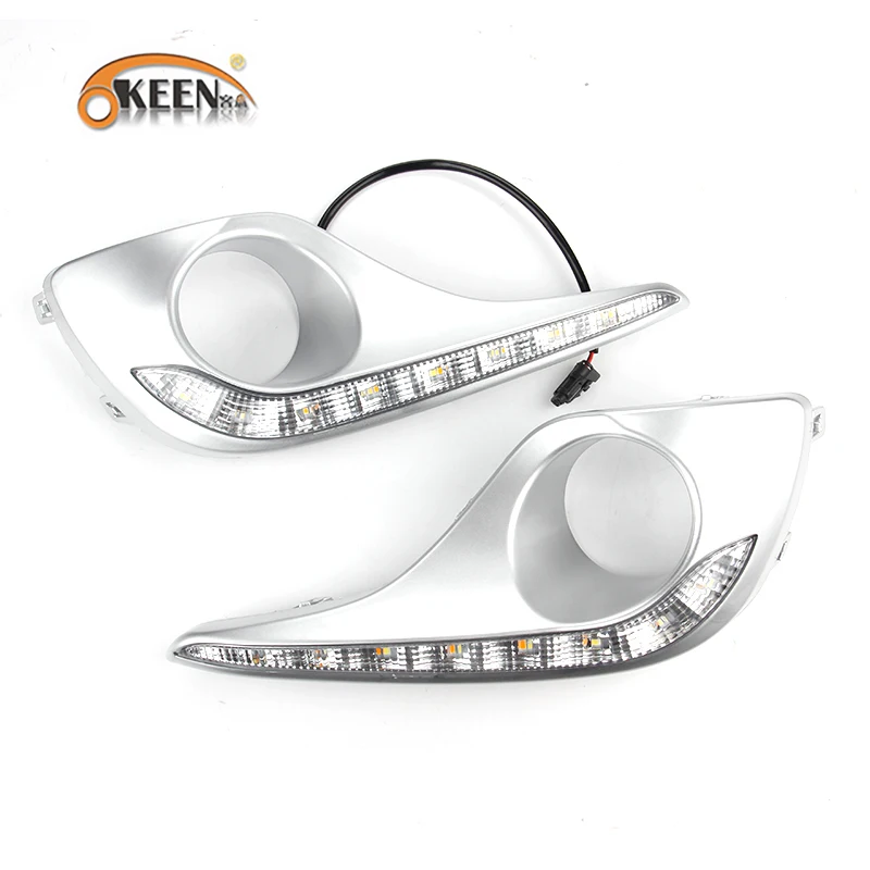 OKEEN  2Pcs Toyota HIGHLANDER Car Daytime Running Lights For 2012 2013 2014 DRL Driving Lamp Auto Streamer Turn Signal Light 12V