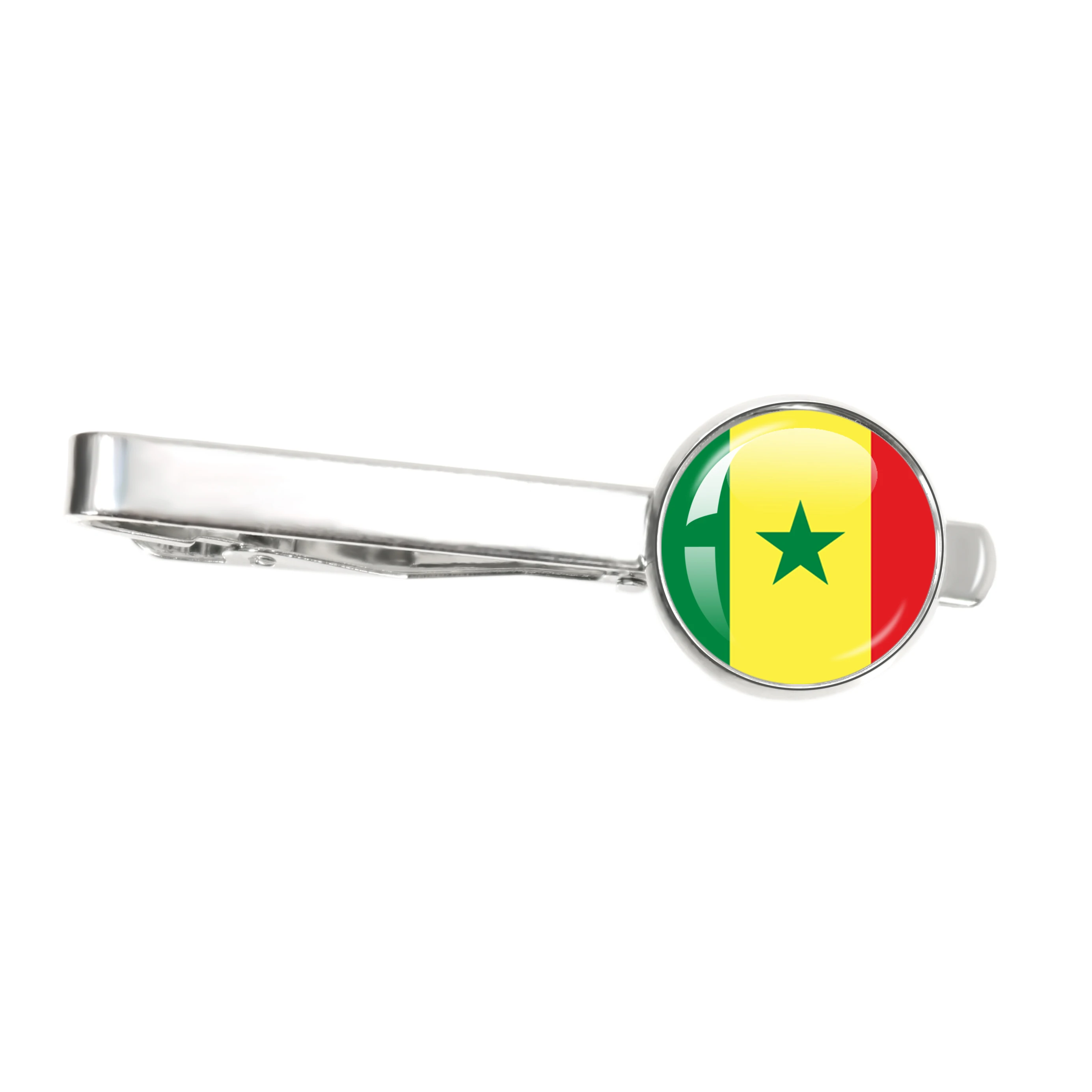 France, Poland, Puerto Rico, Montenegro, Yugoslavia, Angola, Philippine Glass Cabochon Tie Clip Ornament for Male Gentleman Gift