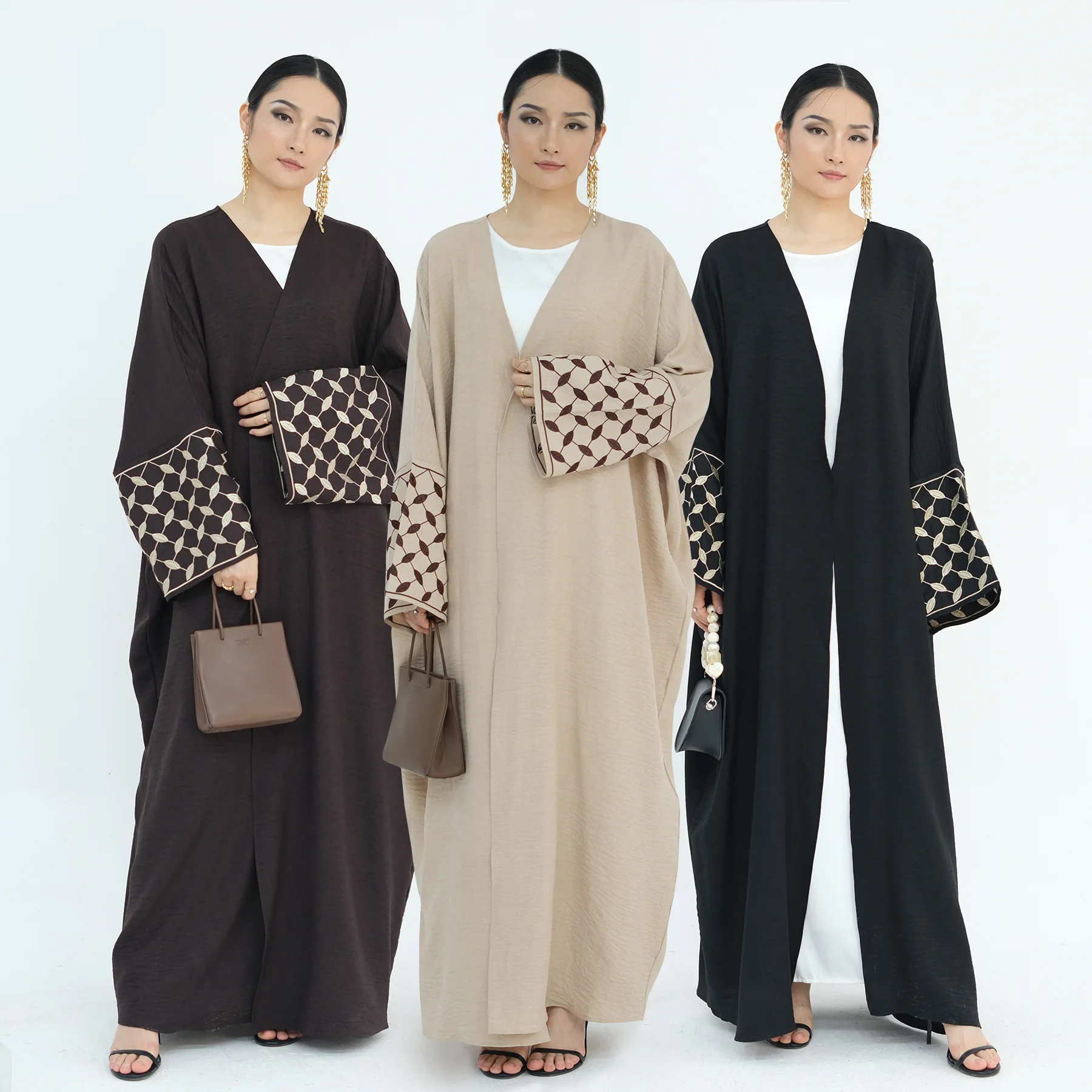 

Eid Embroidery Abaya Women Muslim Cardigan Open Dresses Jalabiya Morocco Kaftan Dubai Abayas Vestidos Long Robe Ramadan