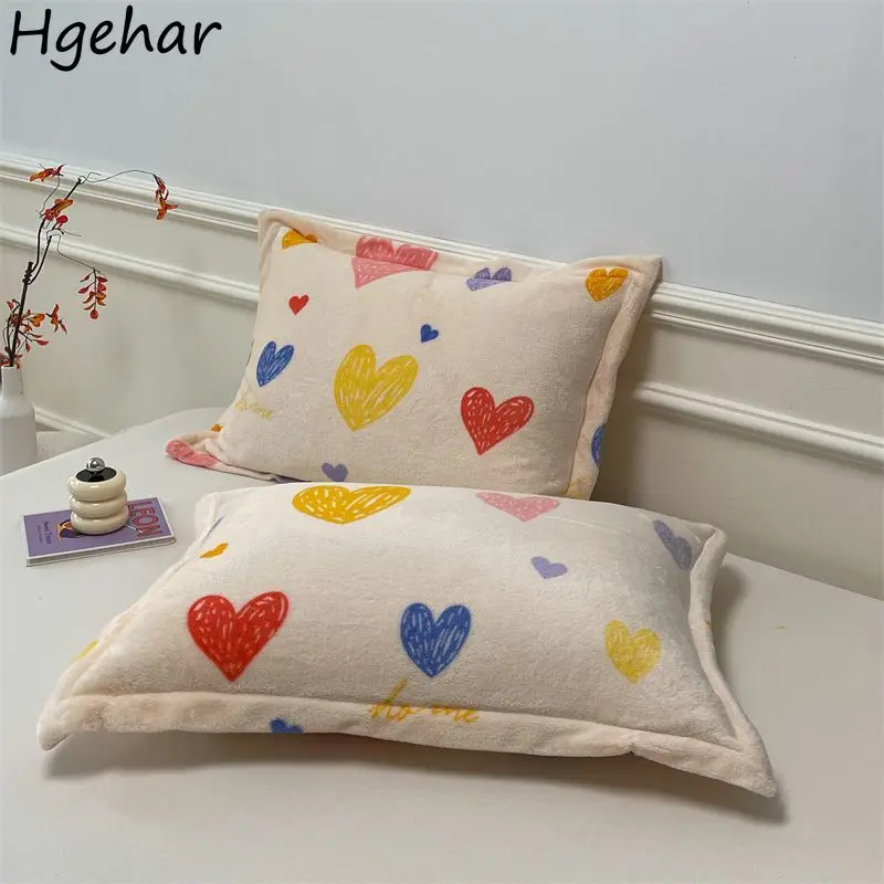 

Pillow Case Printed Coral Fleece High Quality Soft Winter Plain Simple Household Bedroom Bed Cover Comfortable New Ins