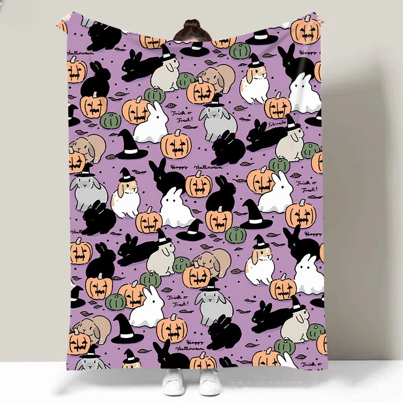Halloween Blanket Cover Multi-Functional 3D Digital Print Flannel Blankets Bedspreads Universal Blankets Halloween Party Decor