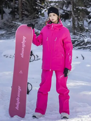 HIGH EXPERIENCE 남녀공용 스키 세트 세트, 전문 스노보드 의류, 하드쉘 방수 방풍 보온 스노우 재킷, 3L
