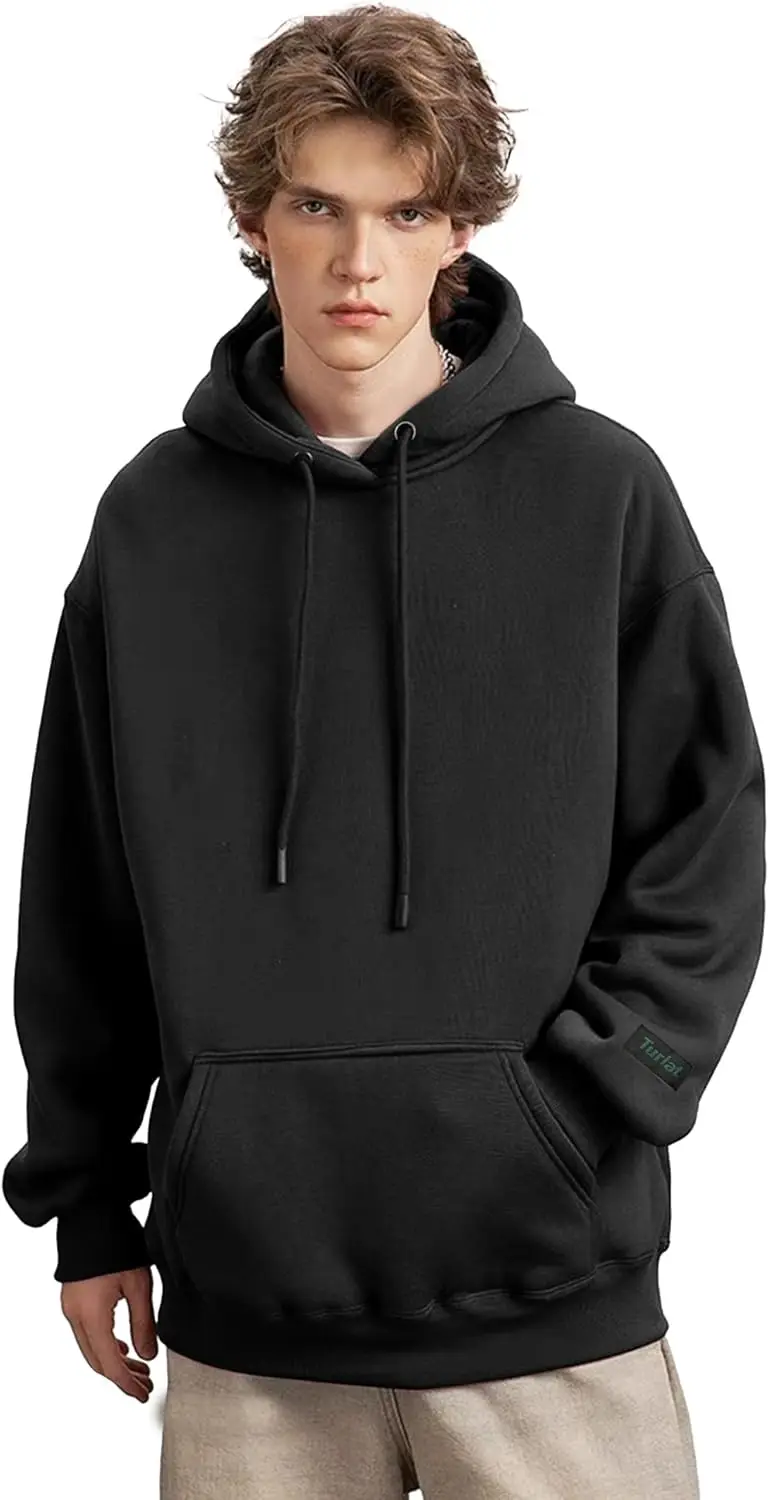 Mens Hoodie เฮฟวี่เวทขนแกะ Hoodie Sweatshirt สําหรับผู้ชายขนาดใหญ่ Pullover Hoodie พร้อมกระเป๋า Causal กีฬา