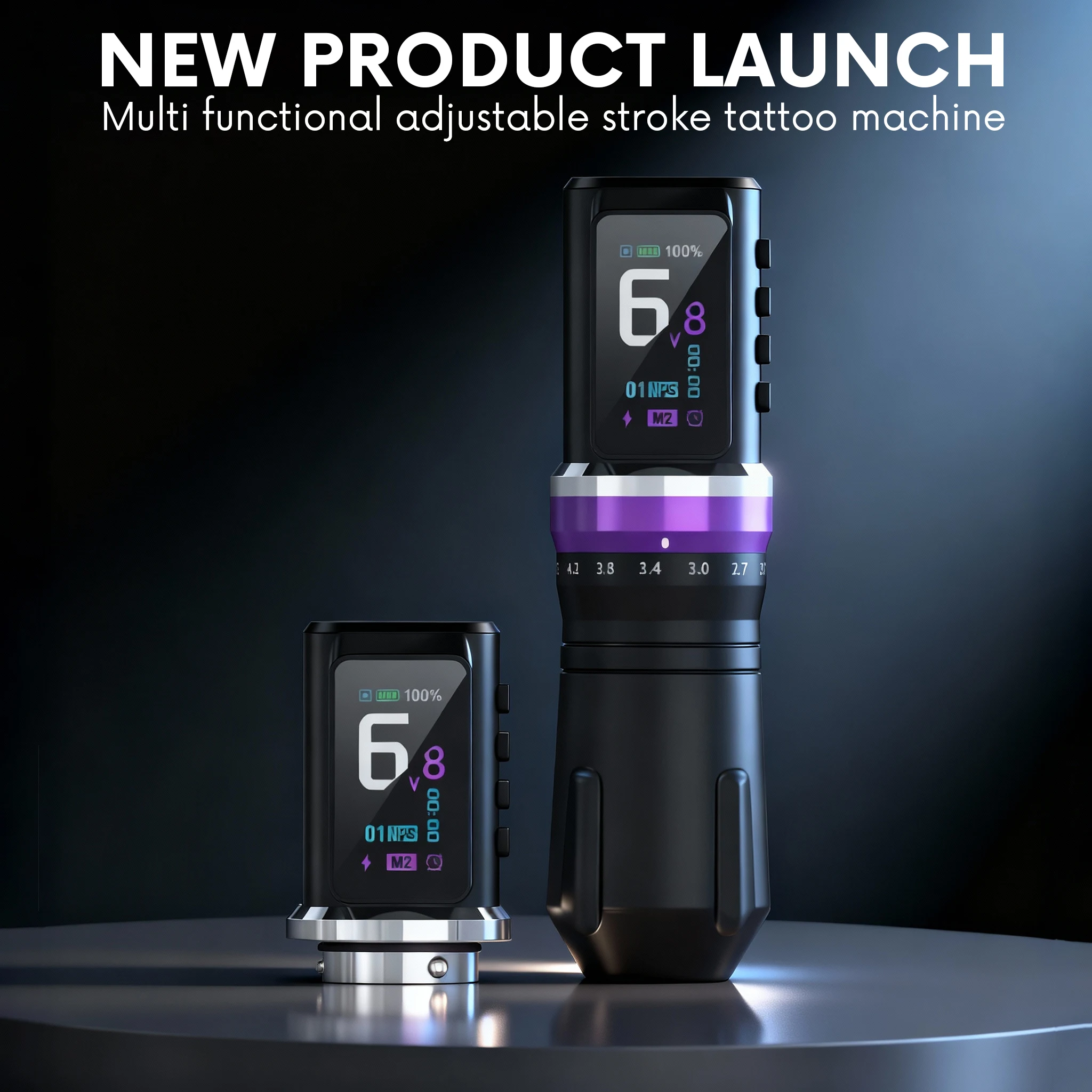 

Wireless Tattoo Machine Rotaty Pen Kit Adjustable Stroke 2.3-4.5mm Custom Motor 2200mAh Battery Color Screen Tattoo Makeup Pen