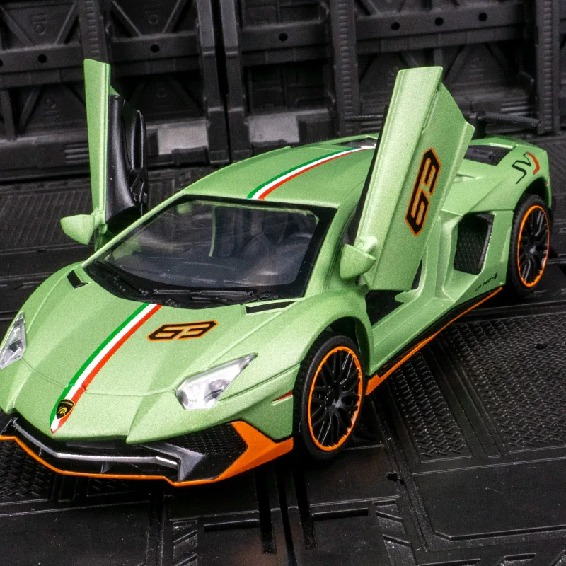 

1:32 Lamborghini LP780-4 модель суперкара из сплава, коллекция украшений автомобиля, двери можно открыть для детских игрушек