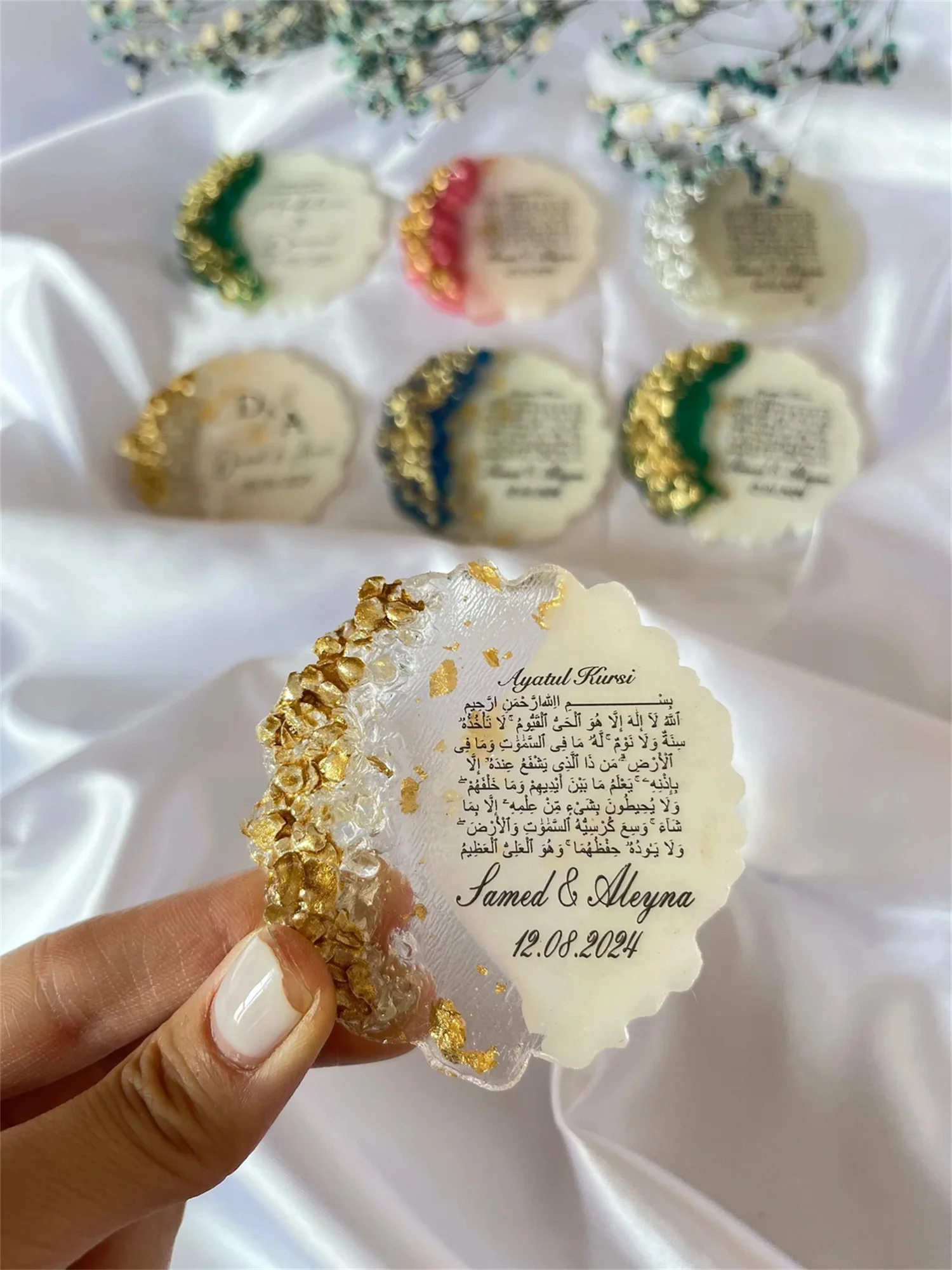 Custom  Crystal Embellished Epoxy Magnet, Wedding and Engagement Gift, Special Occasion and Guest Souvenir