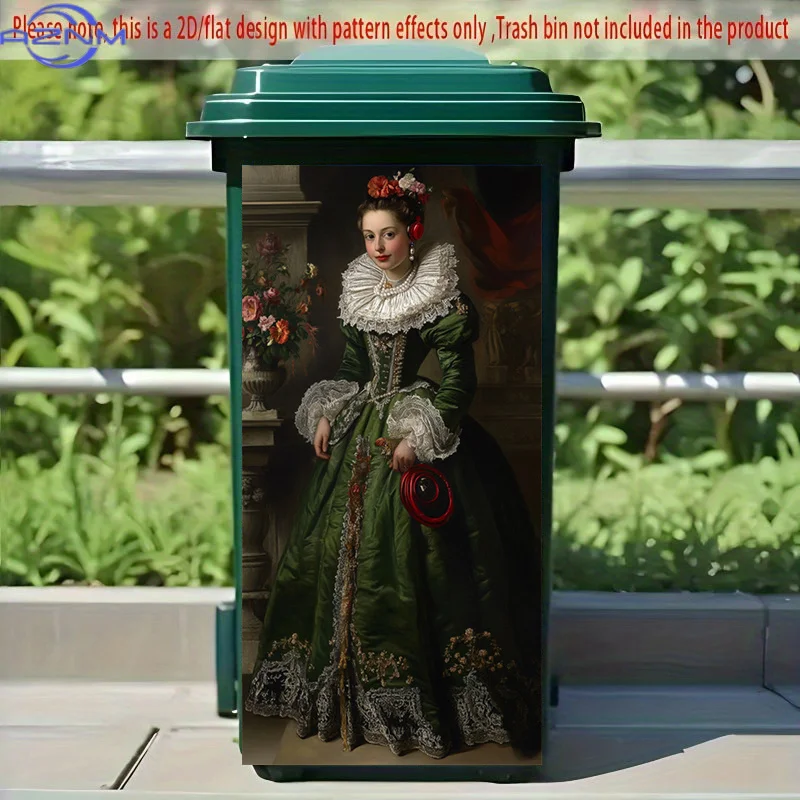 Renaissance-inspired Trash Can Sticker Decoration, Baroque-period Stickers, Gorgeous Trash Can Stickers Decor, Abstract Artist