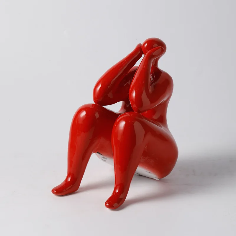 Modern abstract ceramic fat female figure ornament creative home living room electric video wine jewelry decoration