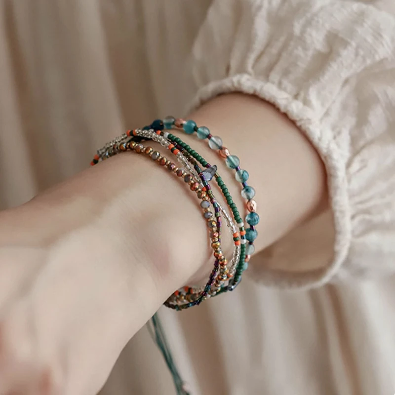 Bohemian Style Adjustable  Ethnic Beaded Bracelet Summer Vacation Woven Hand Chain Fashion Accessory for Men And Women