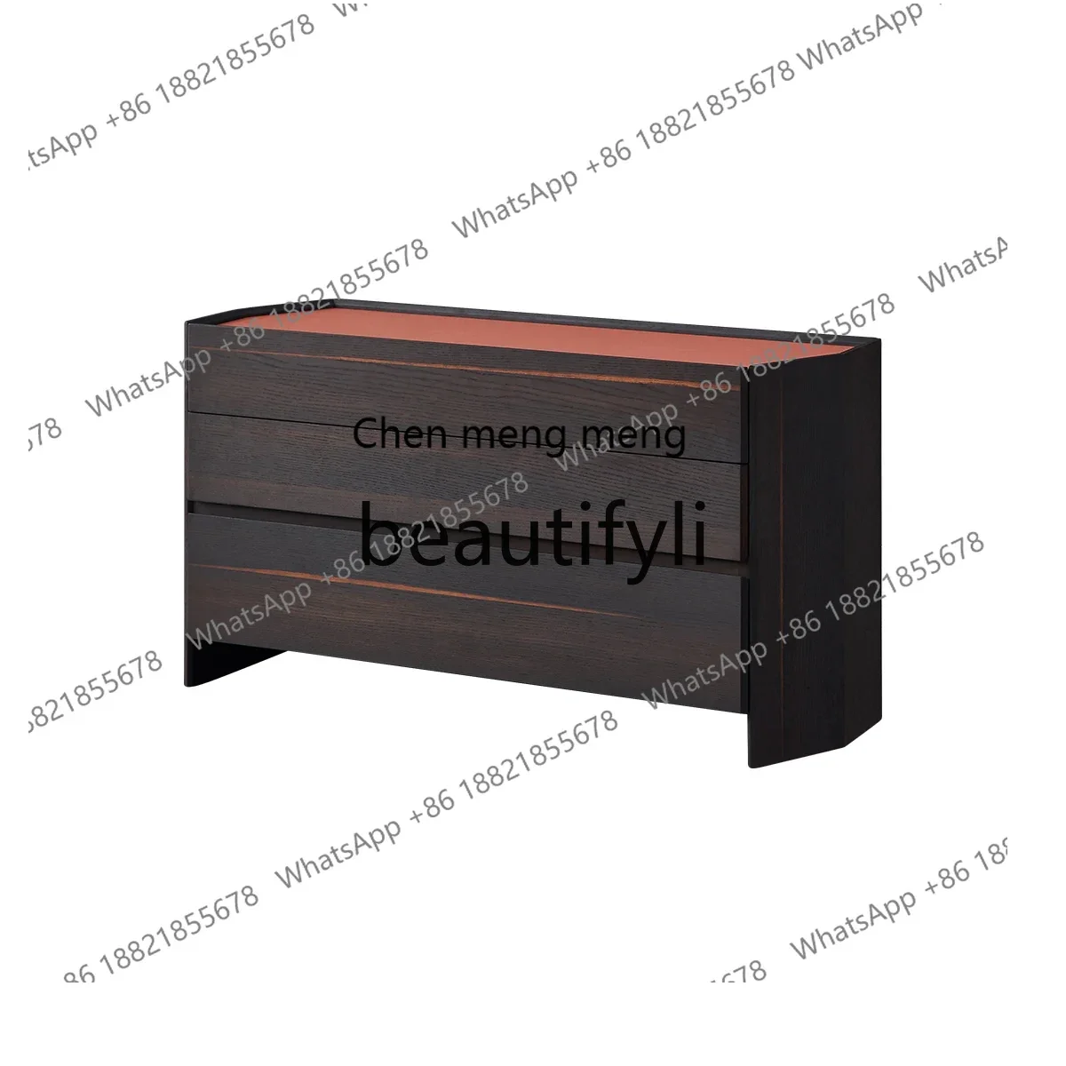 G Strictly selected Italian minimalist three-bucket cabinet bedroom modern simple solid wood storage drawer storage cabinet