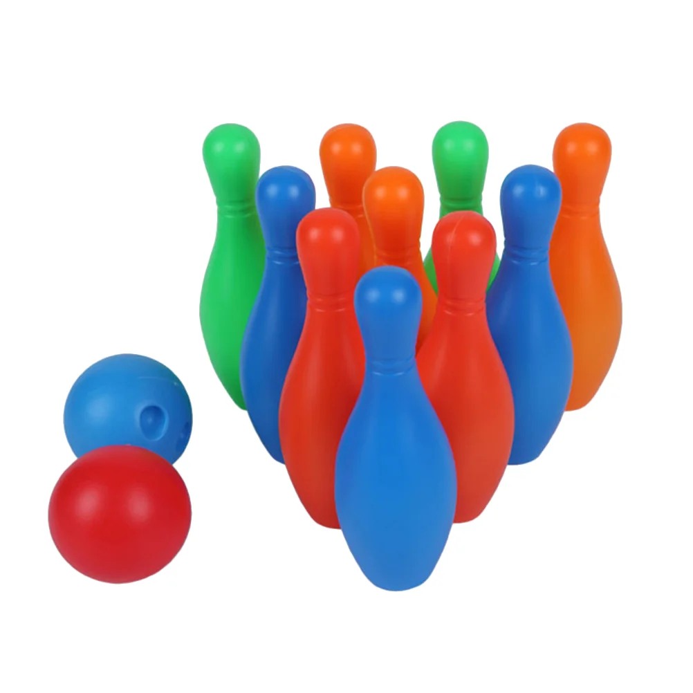 

14CM Height Bowling Play Sets Funny Indoor Sports Bowling Games Educational Toy for Home Kindergarten (10 Pcs Bottle and 2 Pcs M