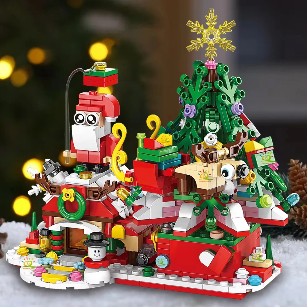لعبة عيد الميلاد شجرة بناء لقط كتل الطوب ألعاب عيد الميلاد للأطفال الأطفال زينة لعيد الميلاد أطفال مدرسة هدية صغيرة