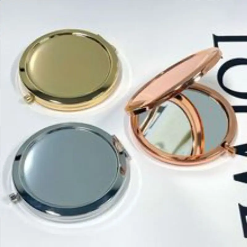 Klappbarer Make-up-Spiegel aus massivem Metall, tragbar, kompakt, Reise-Kosmetikspiegel mit Sockel, DIY-Geschenk, persönliches individuelles Logo