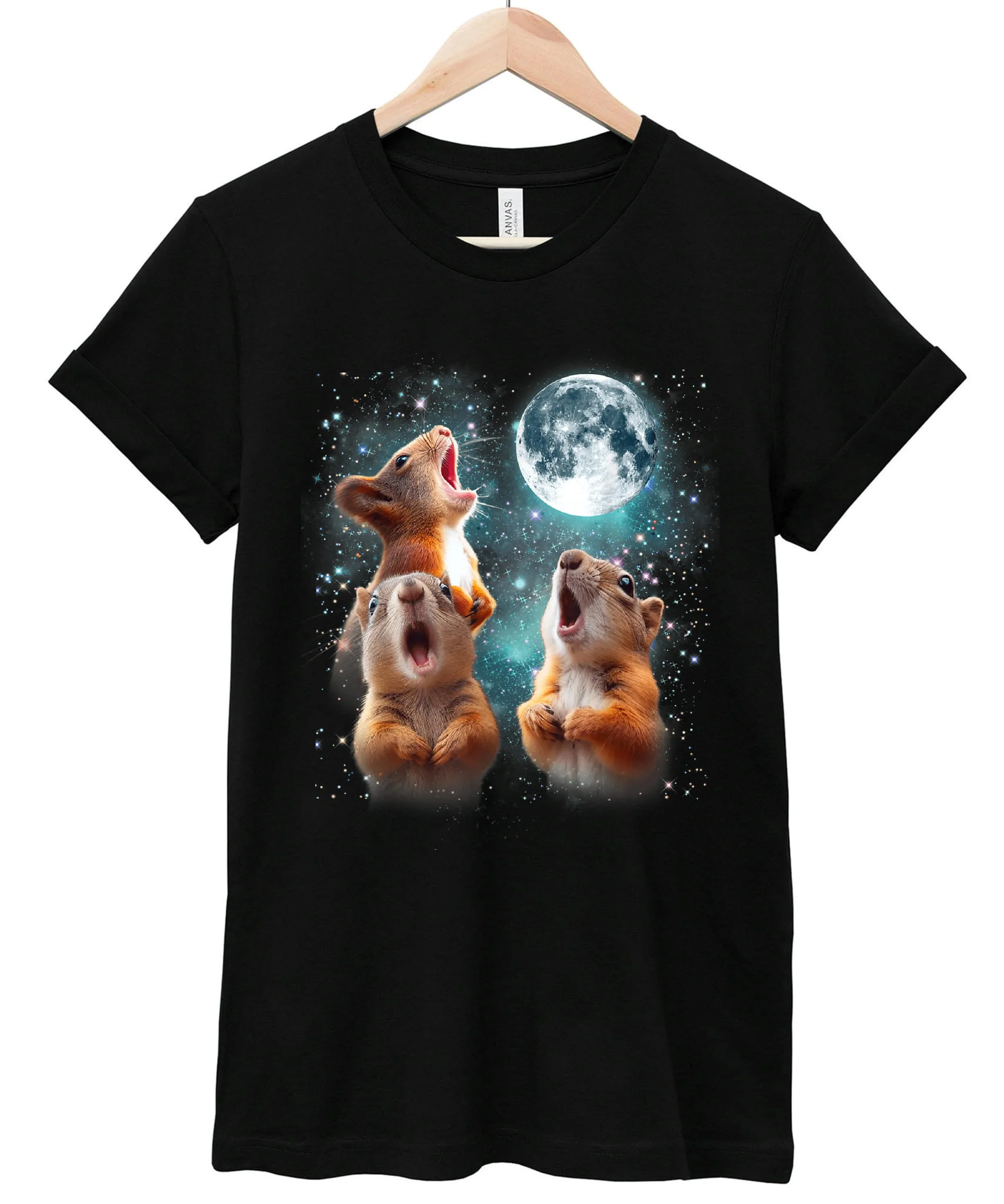 3 Squirrel Moon Howling Head Funny For T shirt B0CLDBTF8Q