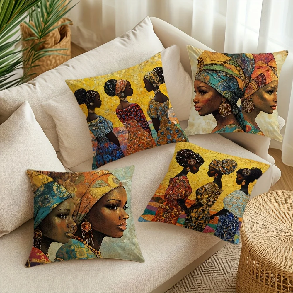 Classic African Art Lady Model Throw Pillow Sofa Bed Living Room Office Beach Theme Decor