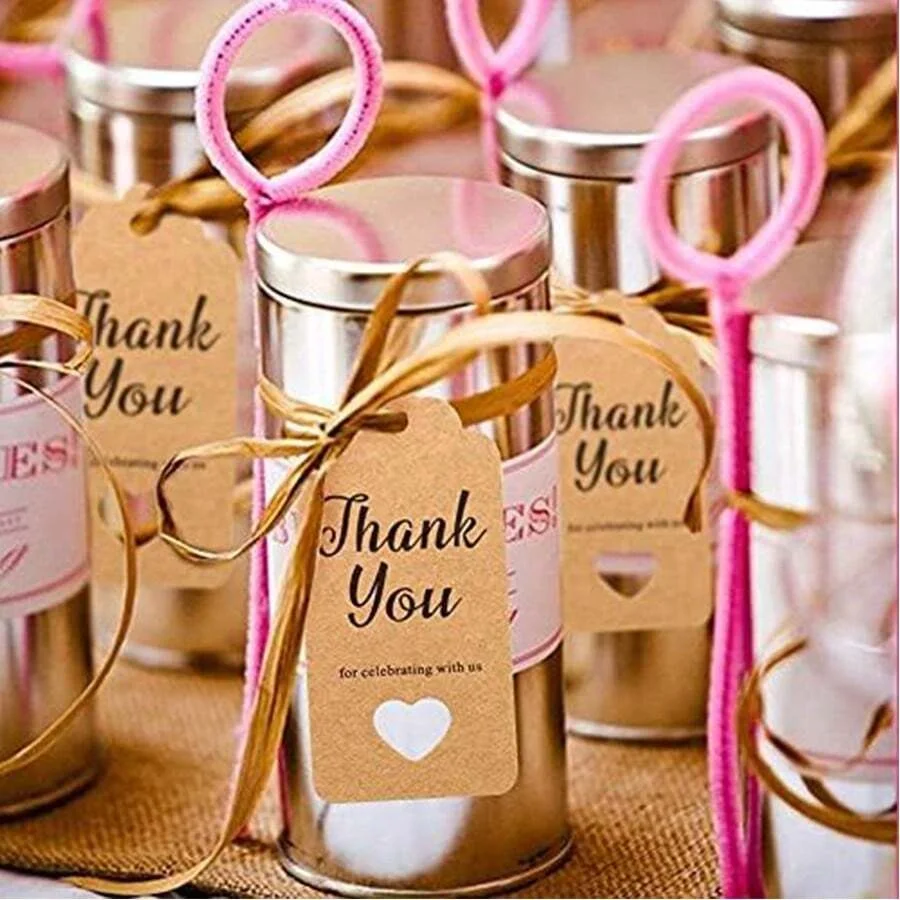 1set (48pcs+10m Twine) Heart Shaped Kraft Paper Thank You Gift Tags, Perfect For Birthday Party, Wedding, Gift Wrapping, Decorat