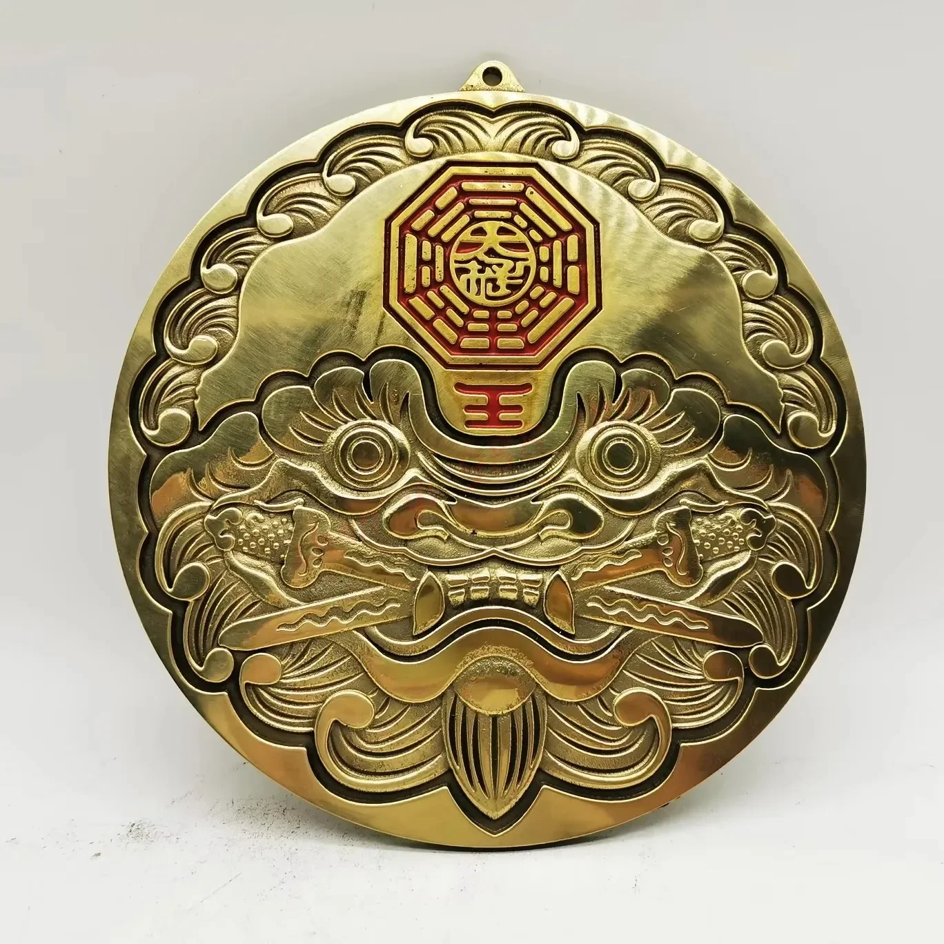 Bronze Tiger Head Lion Biting Sword, Bagua Mascot Ornaments, Exquisite Beast Head Eight Trigrams Mirror