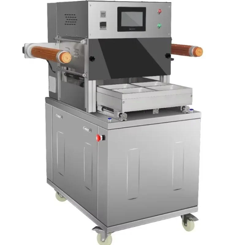 Automatic Vacuum Skin Pack Sealer for Bread Cooked Rice Tray Modified Atmosphere Packaging Machine Custom