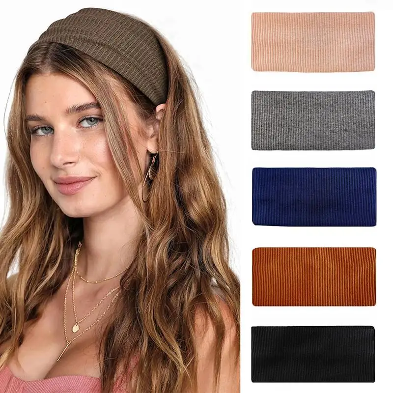 1Pcs Women Versatile Hair Clips Korean Wide Elastic Hairband For Washing And Makeup Spring Sports Knitted Headbands