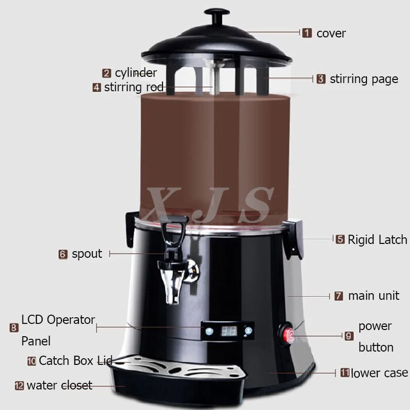 10L Hot Chocolate Maker Chocolate Dispenser Machine Hot Beverage Warmer