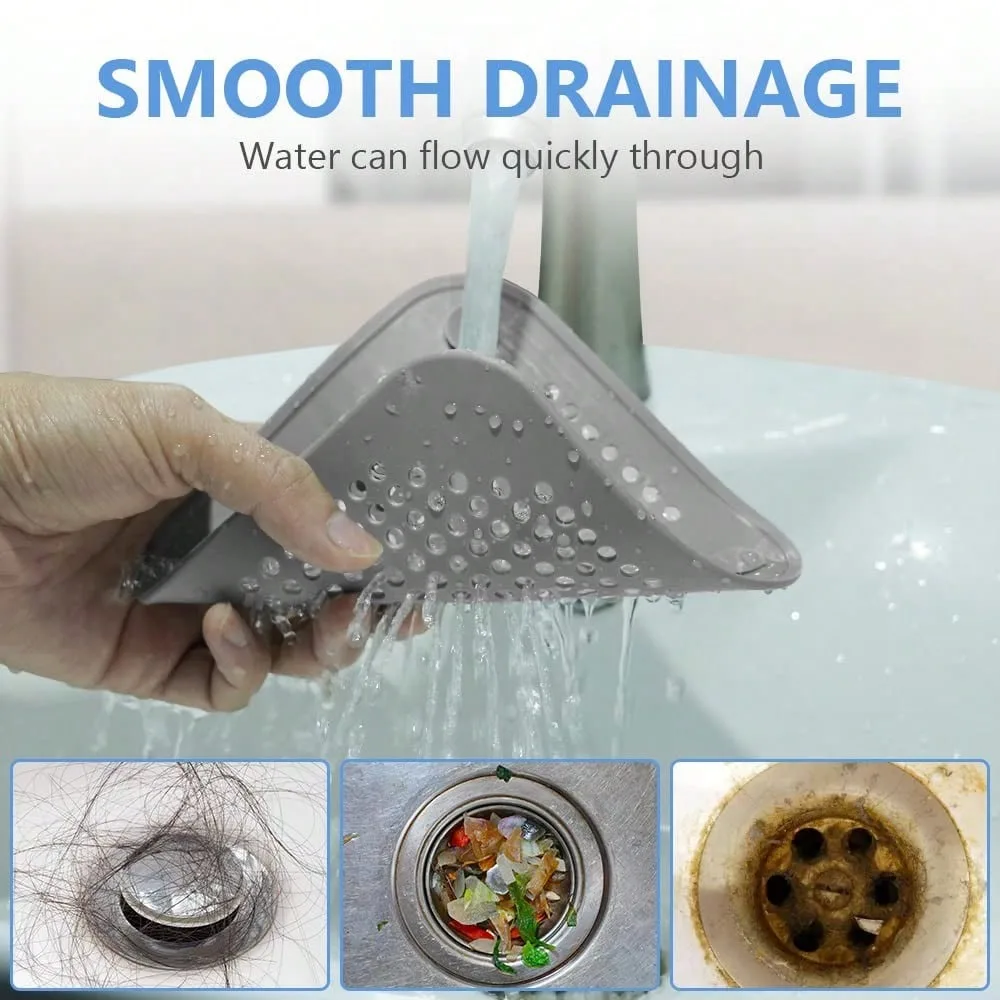 Silicone Drain Filter Mat Square Anti Block Floor Drain Cover Hair Trap Sink Protector Bathroom Kitchen Accessory, Random Color