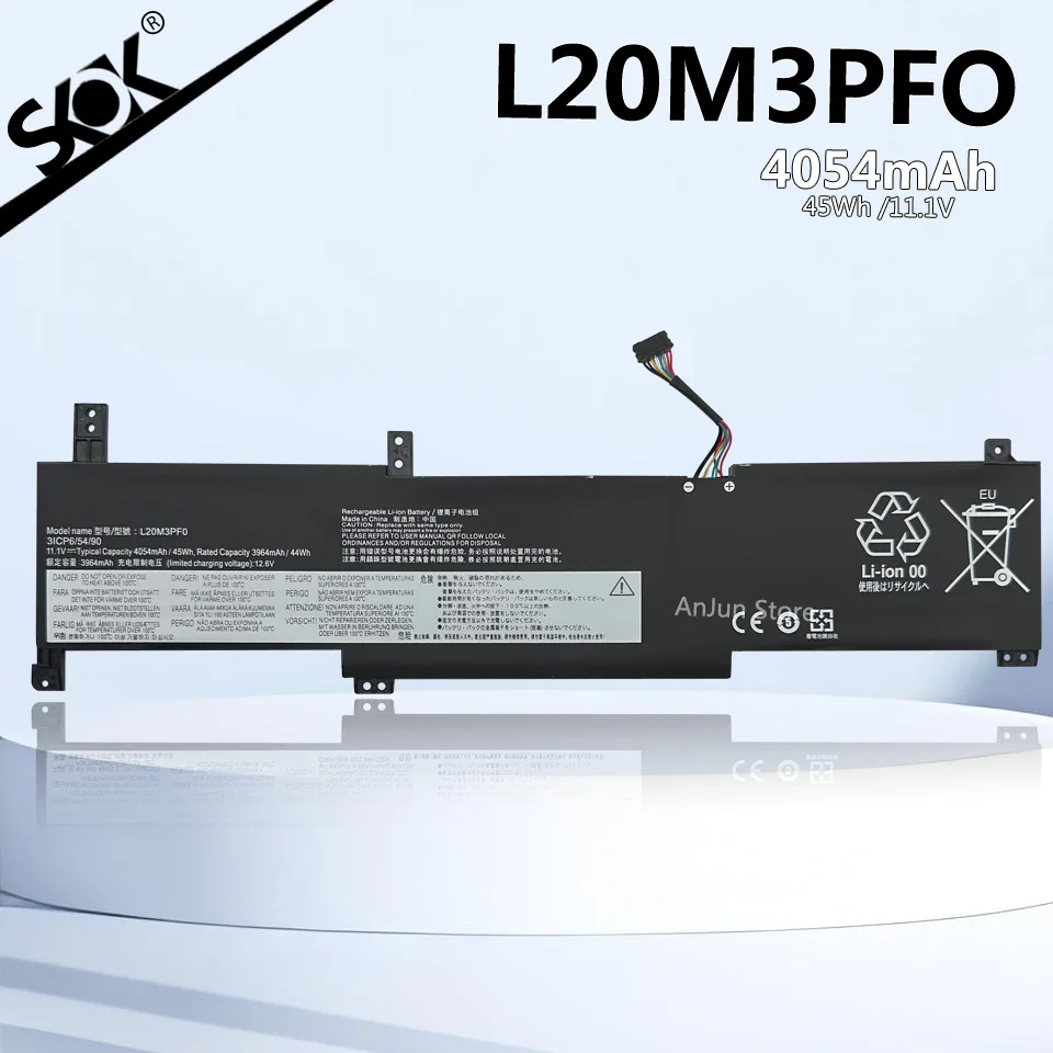

11.1V 45Wh L20M3PF0 Battery For Lenovo IdeaPad 3-14ITL6 15ITL6 17ALC6 L20L3PF0 L20C3PF0 5B11B36279 3ICP6/54/90