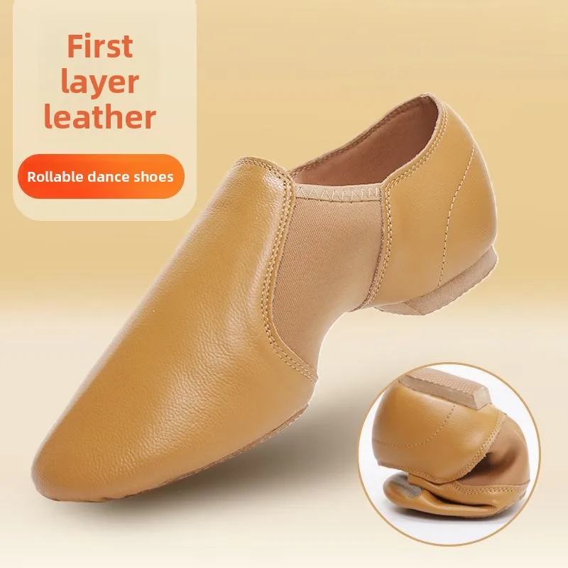 

Танцевальная обувь, женская кожаная обувь на мягкой подошве, профессиональная обувь для учителей китайских танцев, классические балетки на каблуке, джазовые туфли