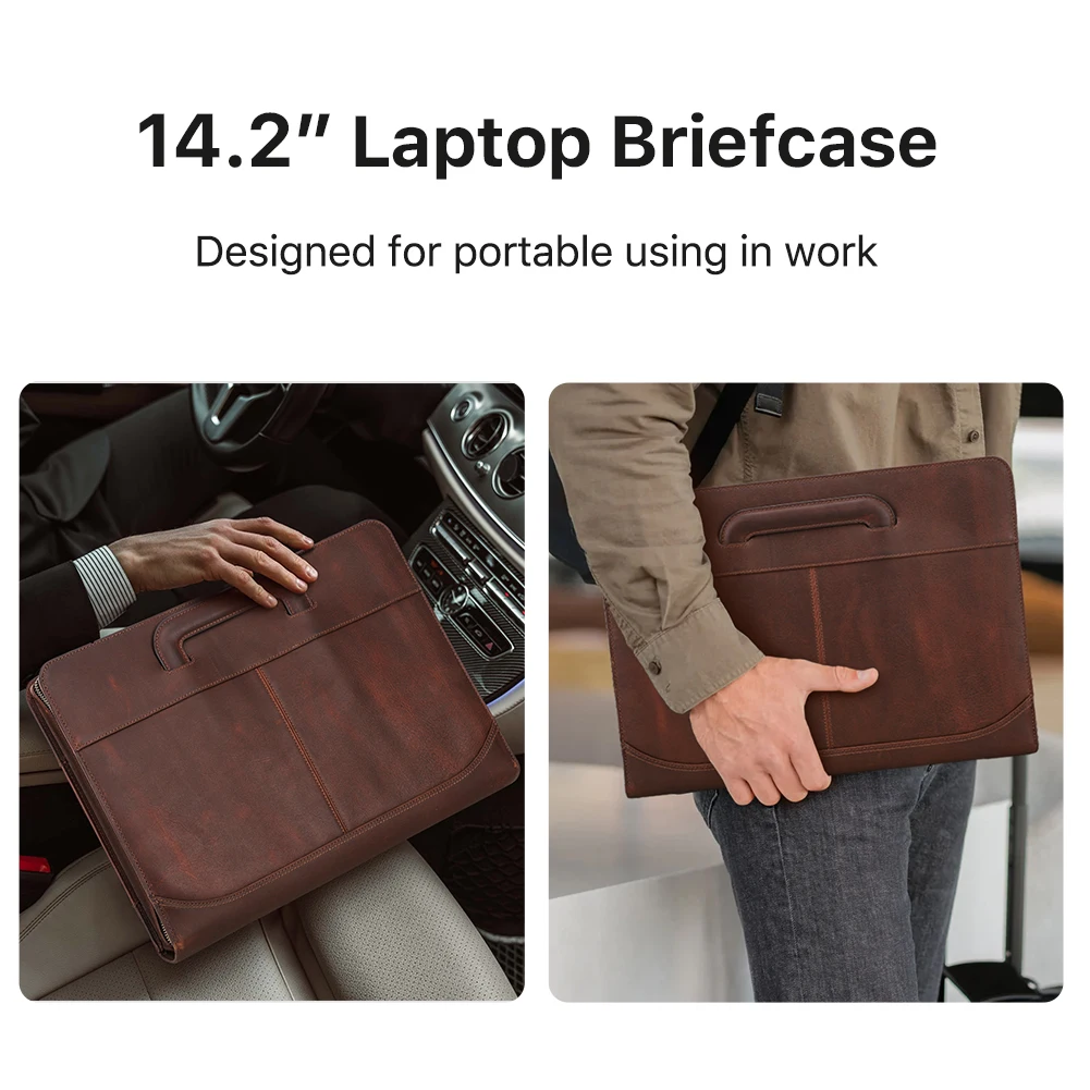 Imagem -03 - Bolsa de Couro Genuíno para Laptop Bolsa para m1 m2 m3 Macbook Air Pro 13 14 Capa para Ipad Pro 13 Bolsa Portátil Masculina