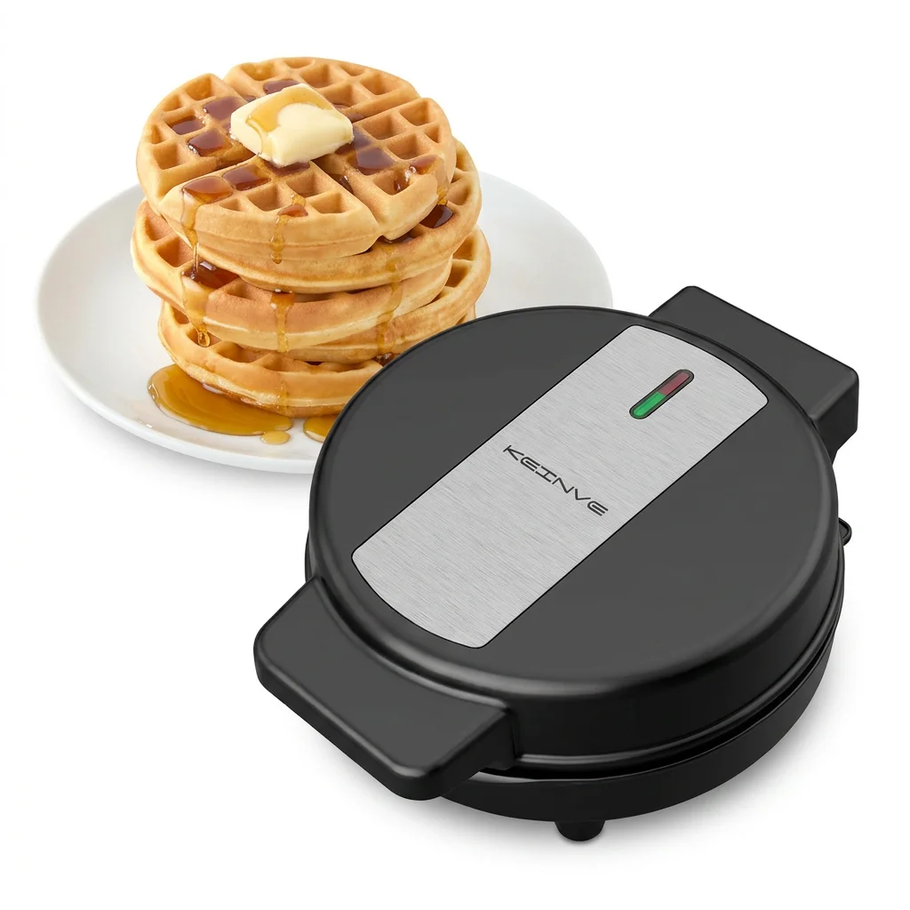 8-Inch 950W Waffle Maker, 4-Slice Classic Belgian Waffle Iron, Non-Stick Removable Plates, Quick Heating, Perfect for Breakfast